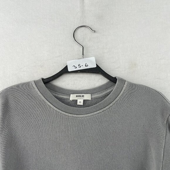 Agolde Los Angeles Sweatshirt Womens XS Gray Fleece Terry Crew Neck 3/4 Sleeves - Picture 13 of 13